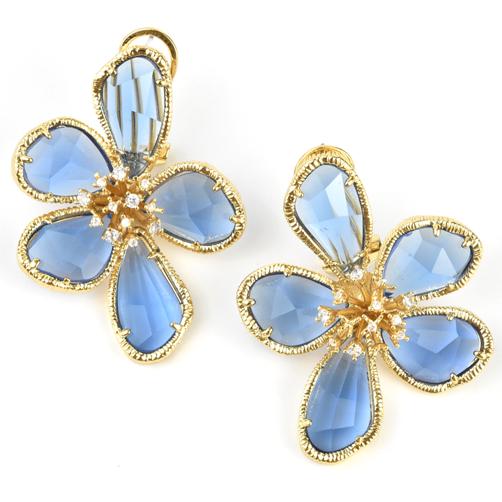 Oversized Crystal Flower Posts - Goldmakers Fine Jewelry