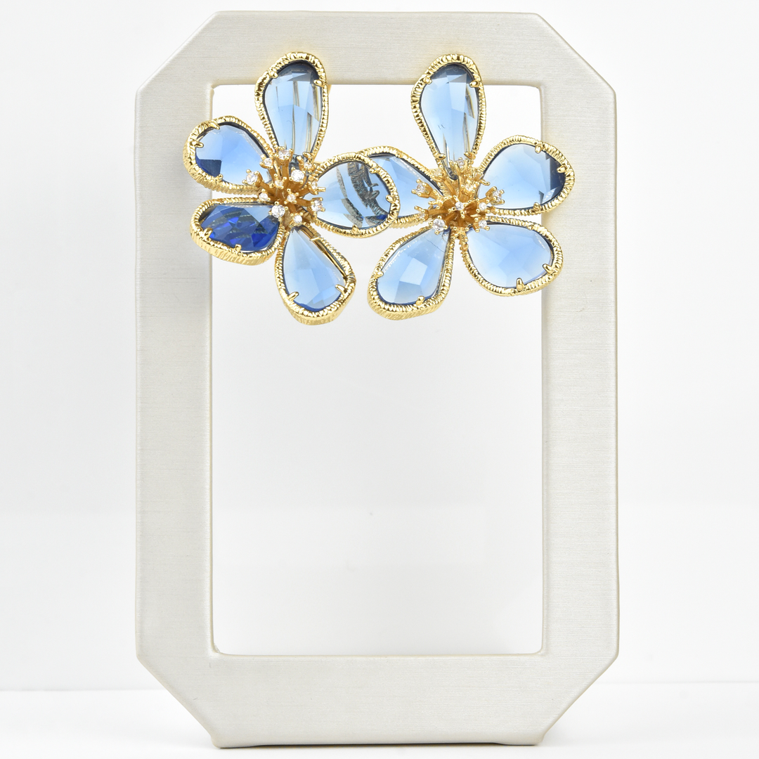 Oversized Crystal Flower Posts - Goldmakers Fine Jewelry