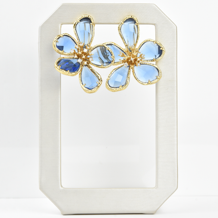 Oversized Crystal Flower Posts - Goldmakers Fine Jewelry