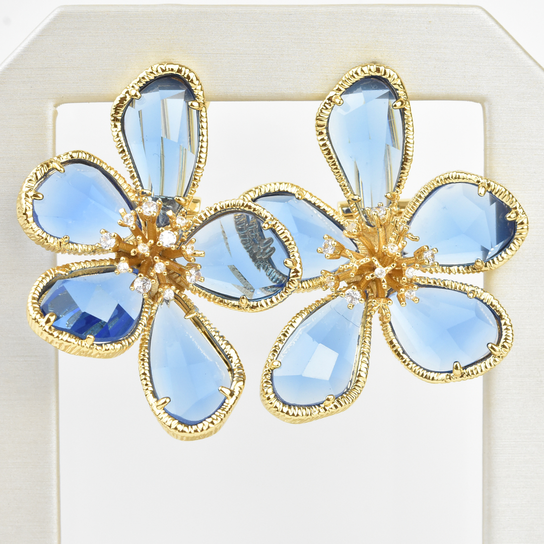Oversized Crystal Flower Posts - Goldmakers Fine Jewelry