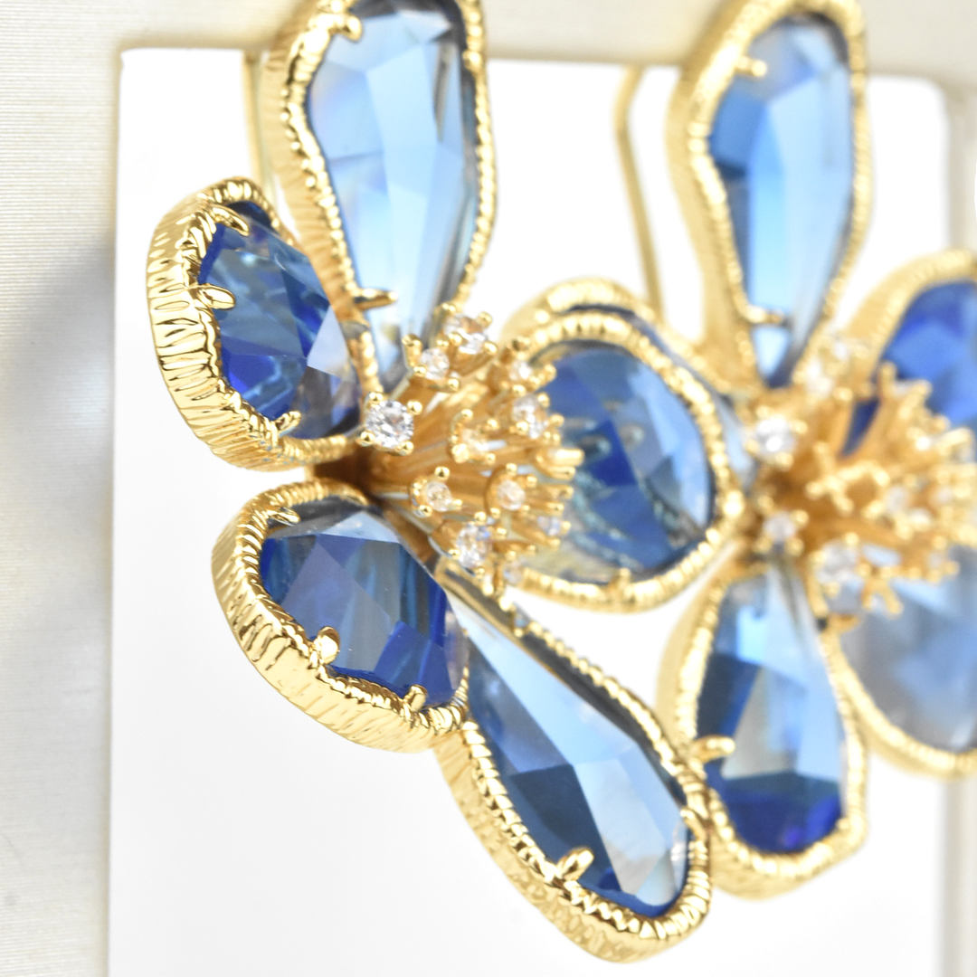 Oversized Crystal Flower Posts - Goldmakers Fine Jewelry