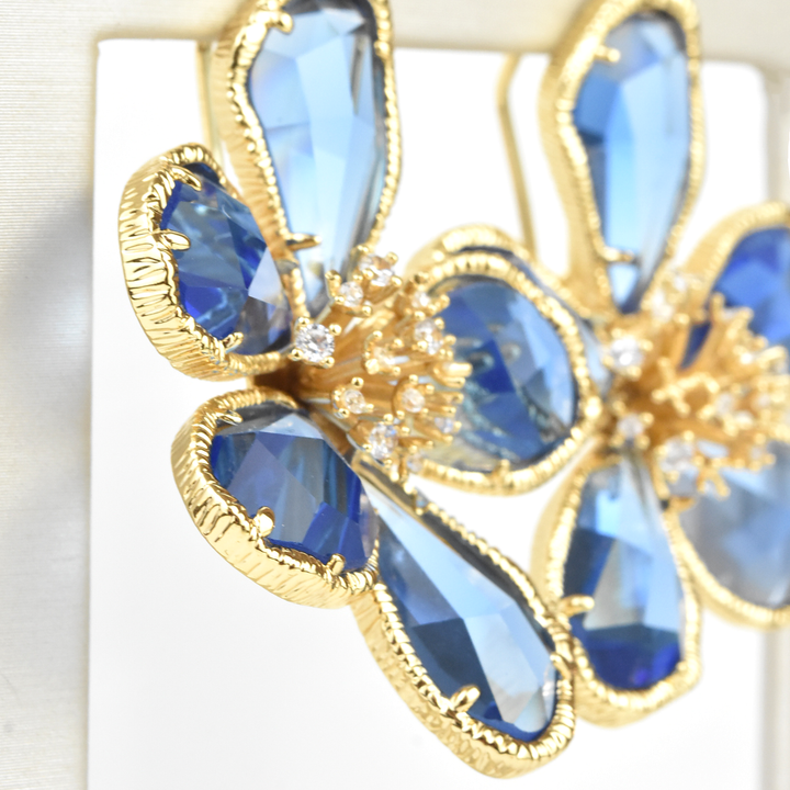 Oversized Crystal Flower Posts - Goldmakers Fine Jewelry