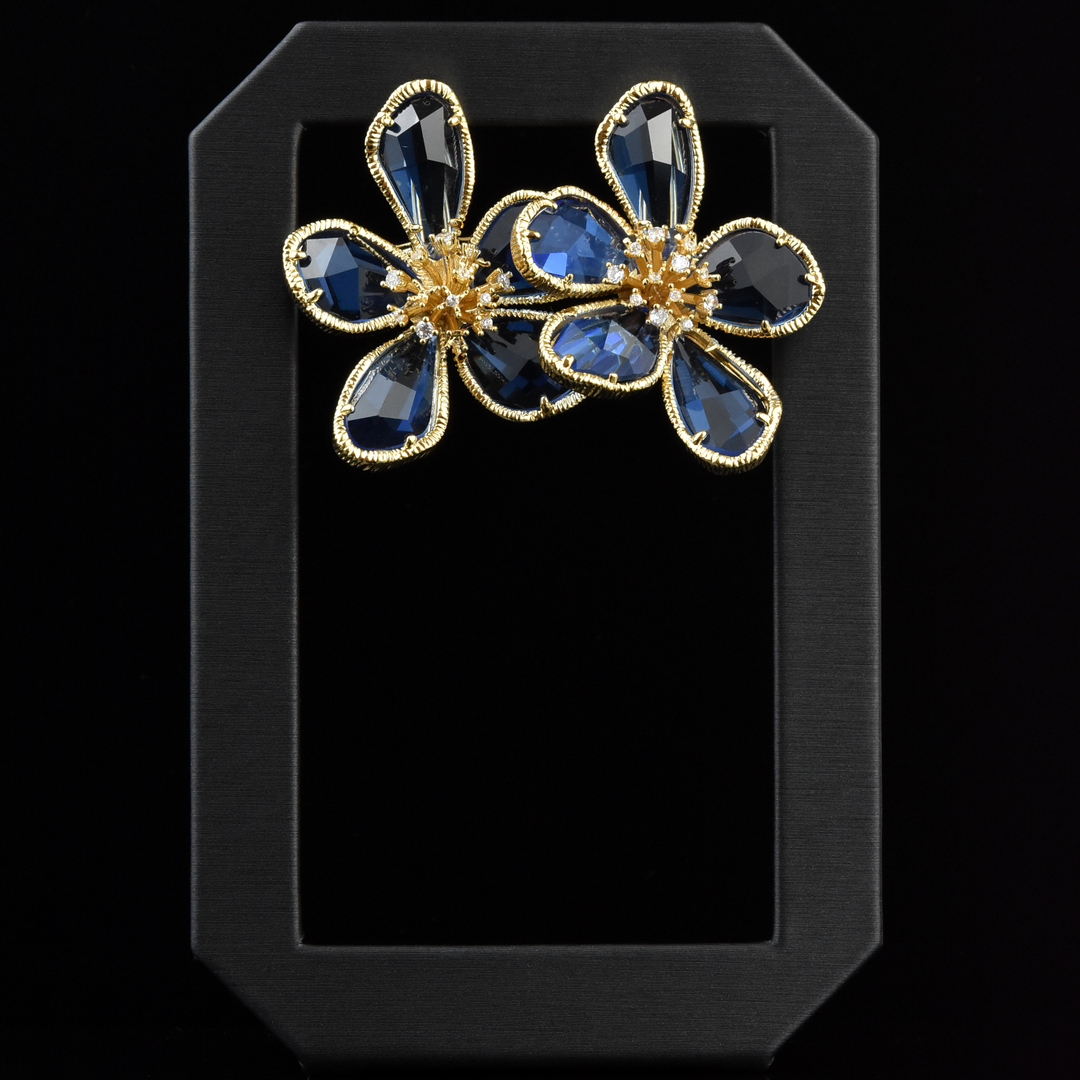 Oversized Crystal Flower Posts - Goldmakers Fine Jewelry