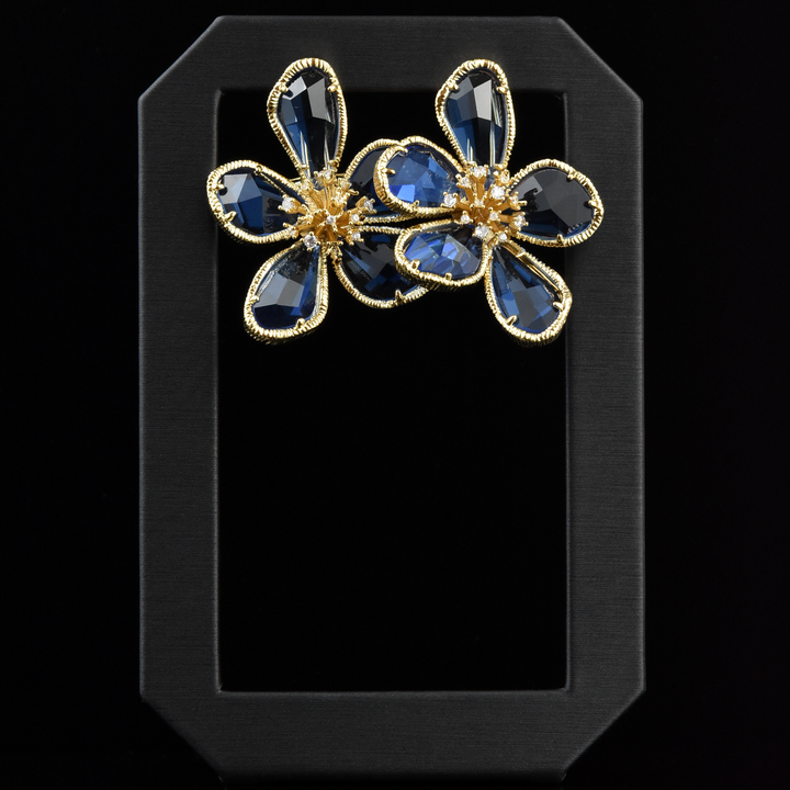 Oversized Crystal Flower Posts - Goldmakers Fine Jewelry