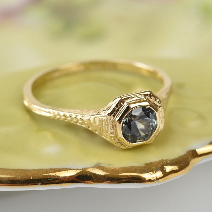 Montana Sapphire Chevron Ring in 14k Yellow Gold - Goldmakers Fine Jewelry
