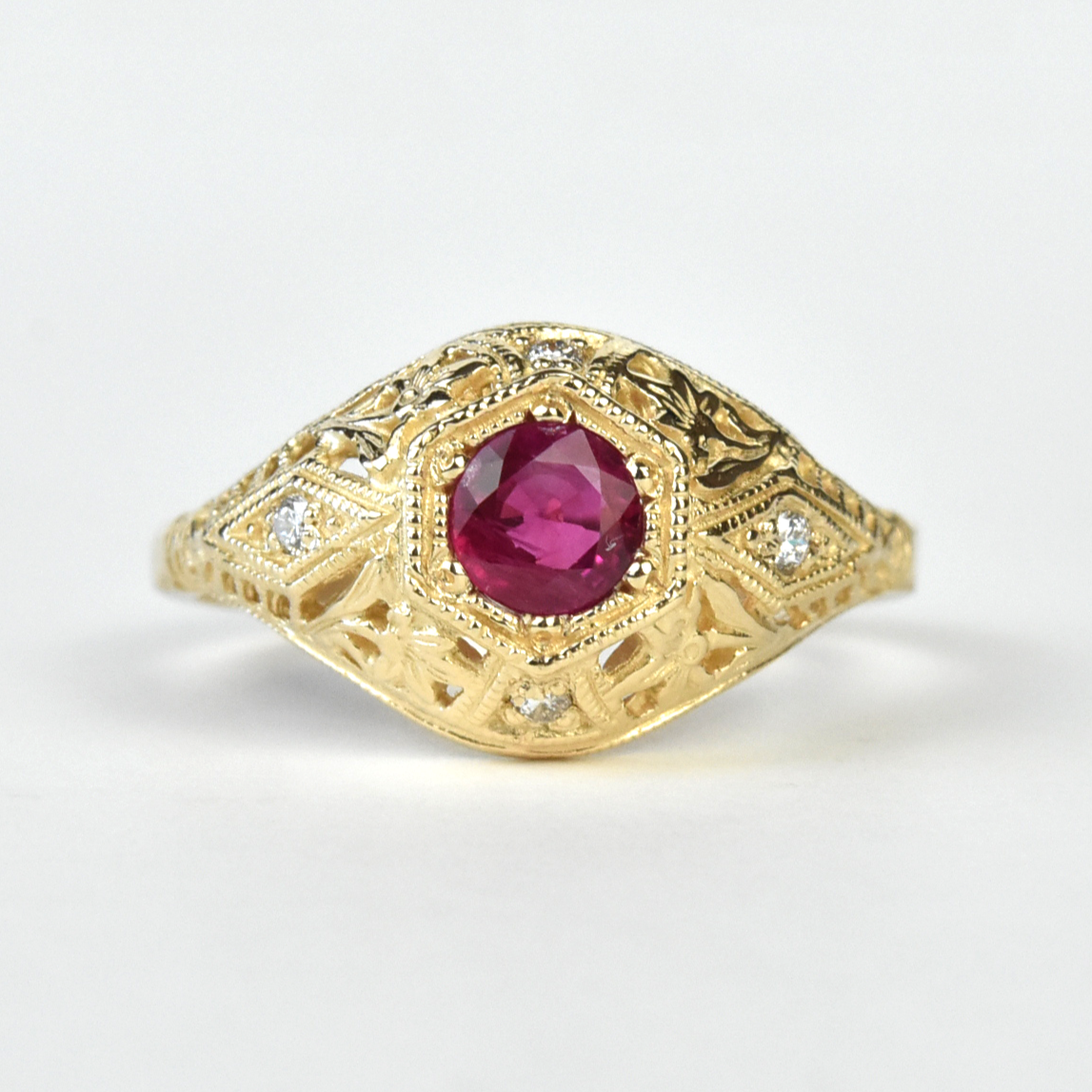 Ruby filigree ring on sale