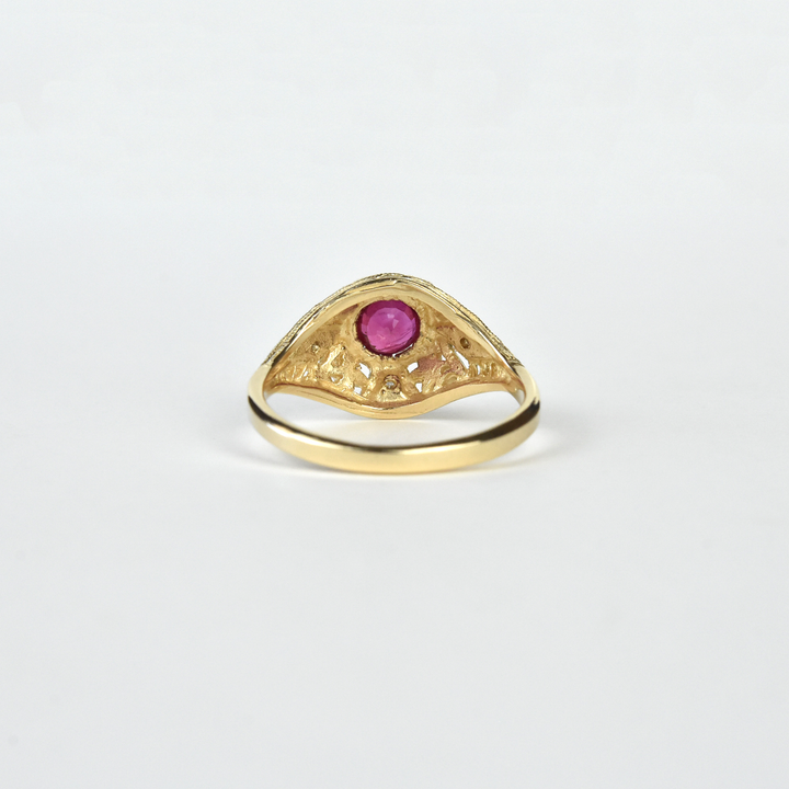 Lily Filigree Ring in Yellow Gold and Ruby - Goldmakers Fine Jewelry