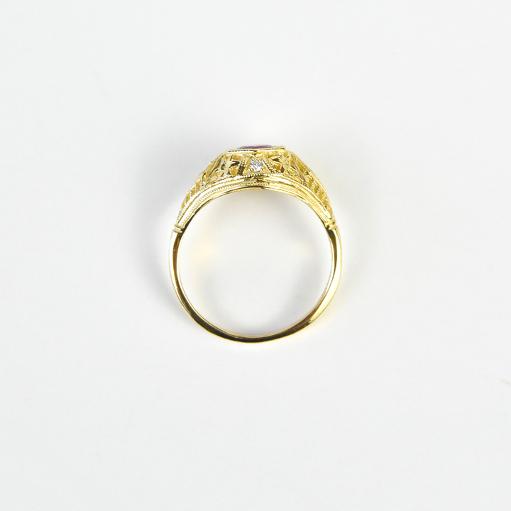 Lily Filigree Ring in Yellow Gold and Ruby - Goldmakers Fine Jewelry