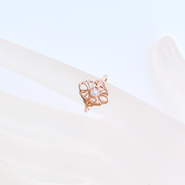 Petite Diamond Navette ring in Rose Gold - Goldmakers Fine Jewelry