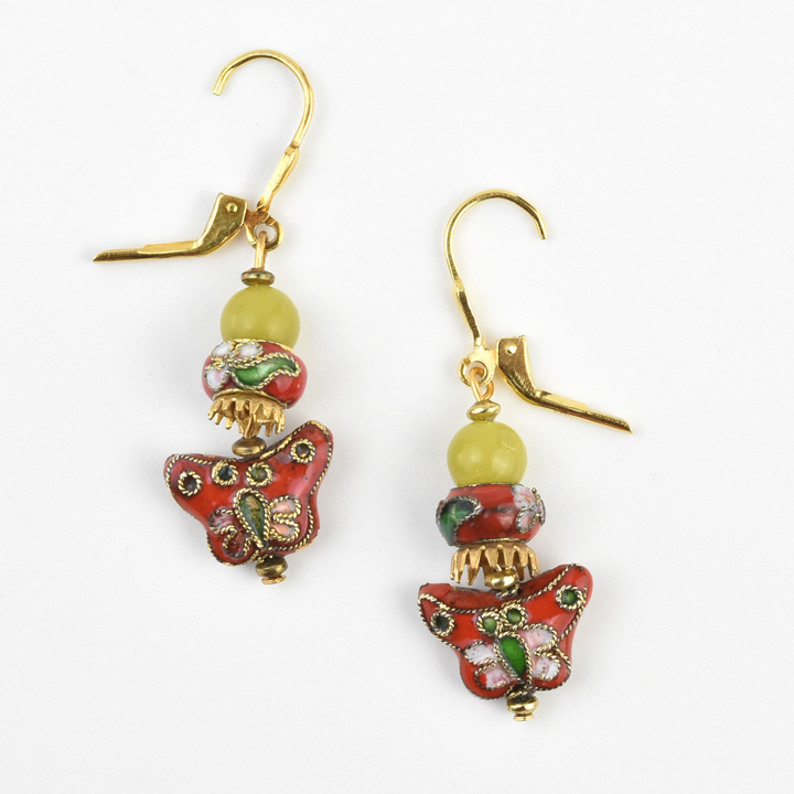 Vintage Cloisonné Butterfly Earrings - Goldmakers Fine Jewelry