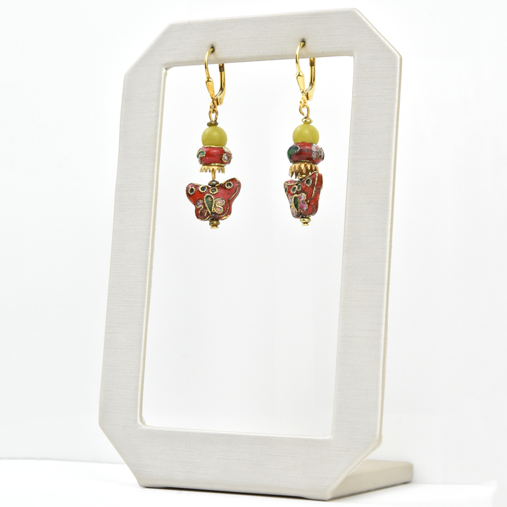 Vintage Cloisonné Butterfly Earrings - Goldmakers Fine Jewelry
