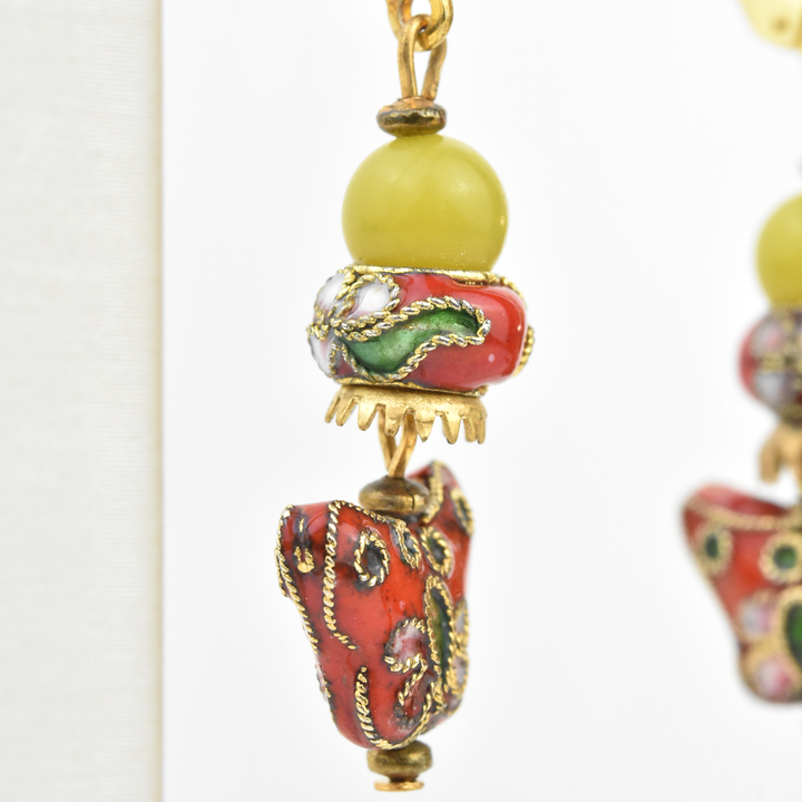 Vintage Cloisonné Butterfly Earrings - Goldmakers Fine Jewelry