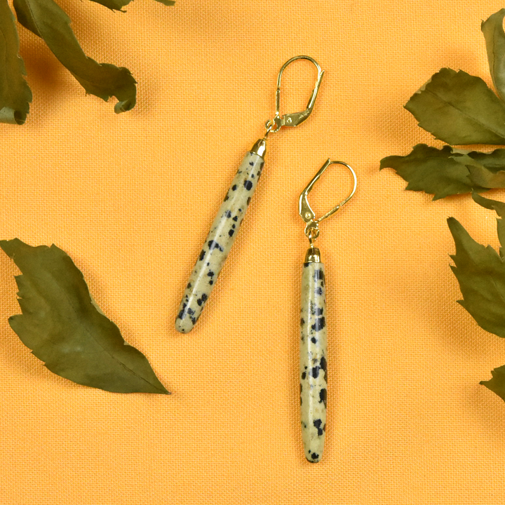 Speckled Jasper Saber Earrings - Goldmakers Fine Jewelry