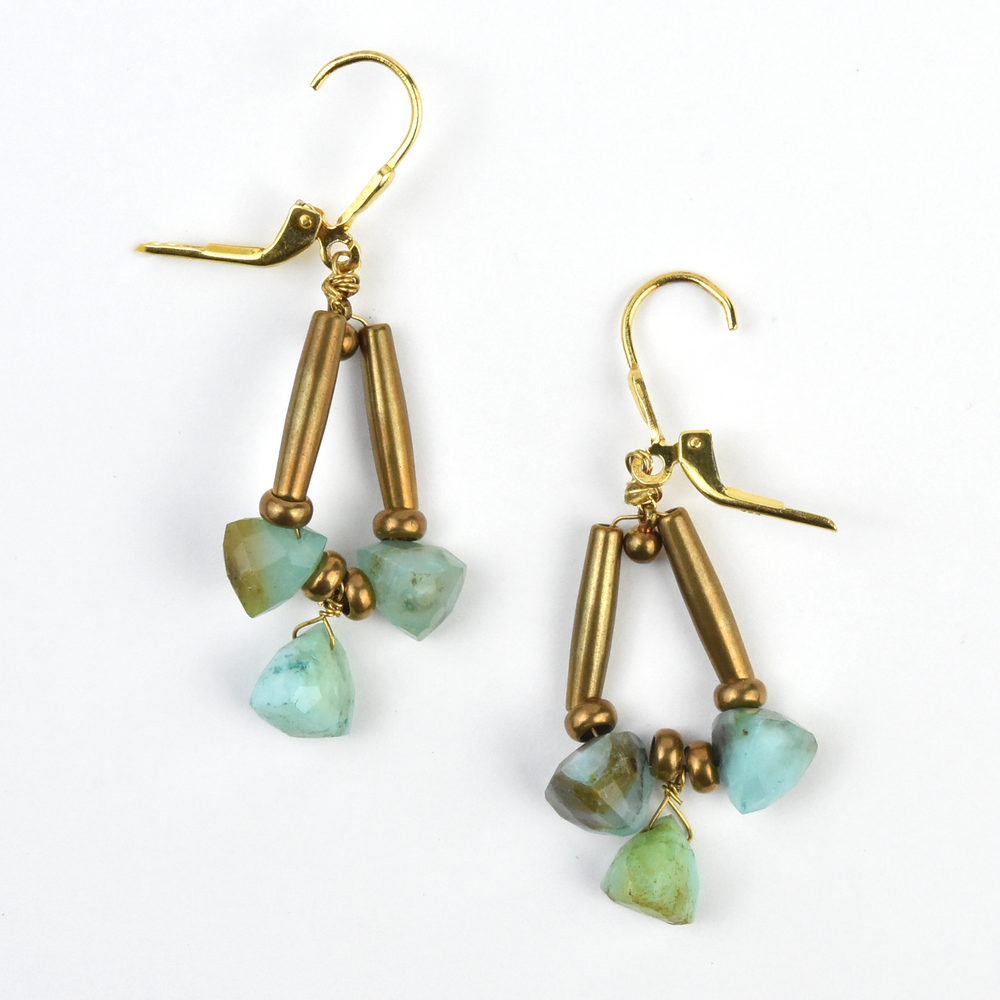 Rough Turquoise Drop Earrings - Goldmakers Fine Jewelry