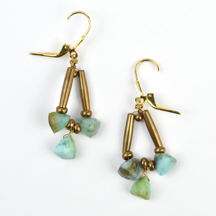 Rough Turquoise Drop Earrings - Goldmakers Fine Jewelry