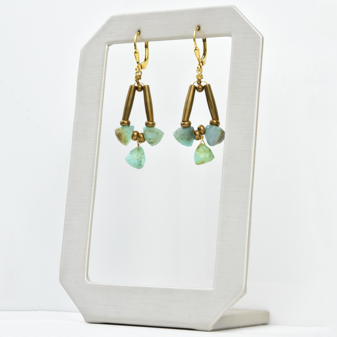 Rough Turquoise Drop Earrings - Goldmakers Fine Jewelry