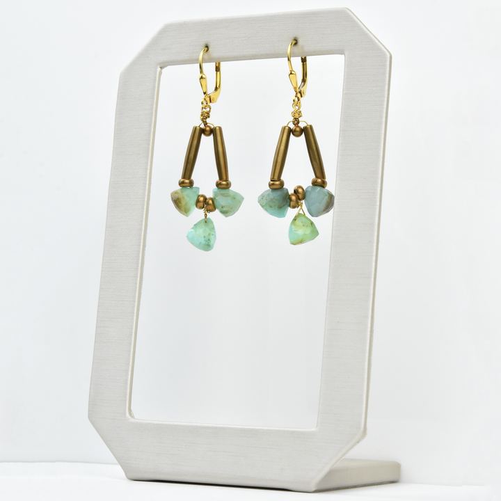 Rough Turquoise Drop Earrings - Goldmakers Fine Jewelry