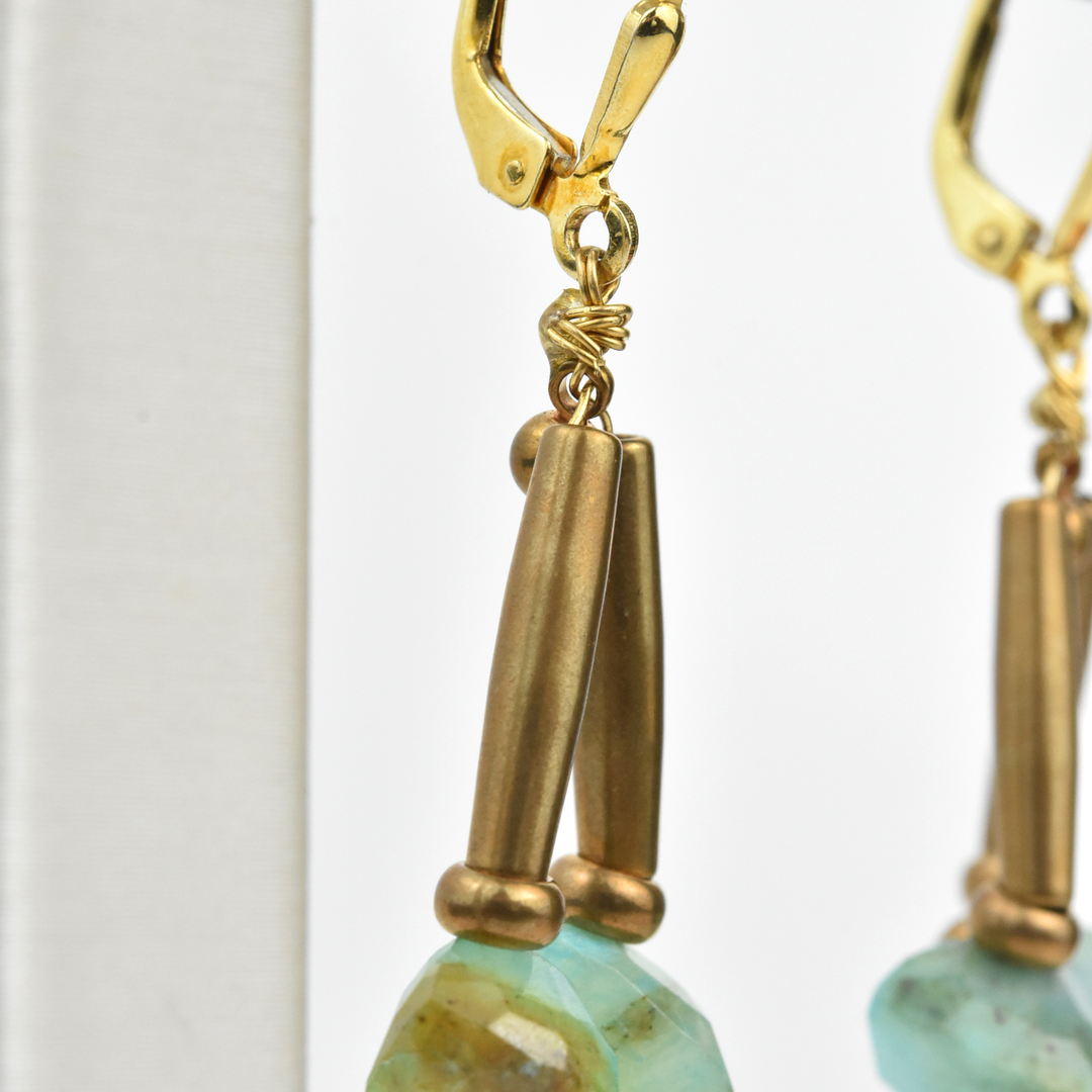Rough Turquoise Drop Earrings - Goldmakers Fine Jewelry