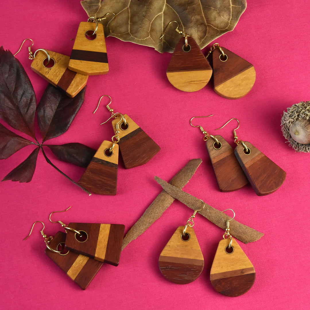 Medium Wooden Earrings by Jules - Goldmakers Fine Jewelry