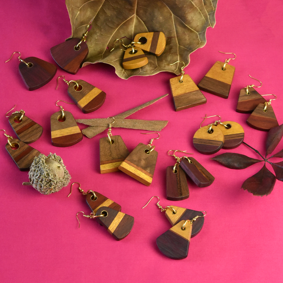 Small Wooden Earrings by Jules - Goldmakers Fine Jewelry