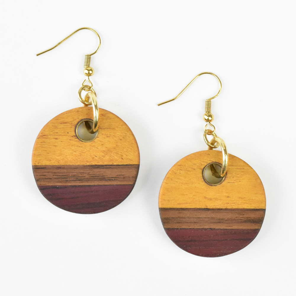 Small Wooden Earrings by Jules - Goldmakers Fine Jewelry