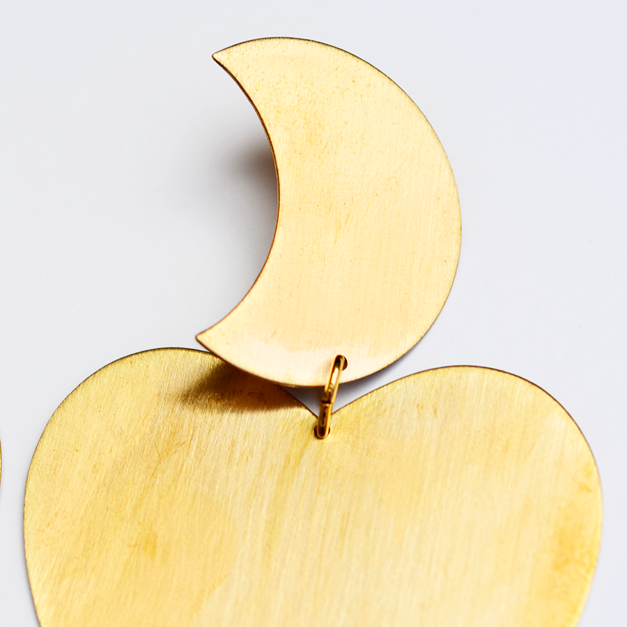Mira Moon and Heart Earrings - Goldmakers Fine Jewelry