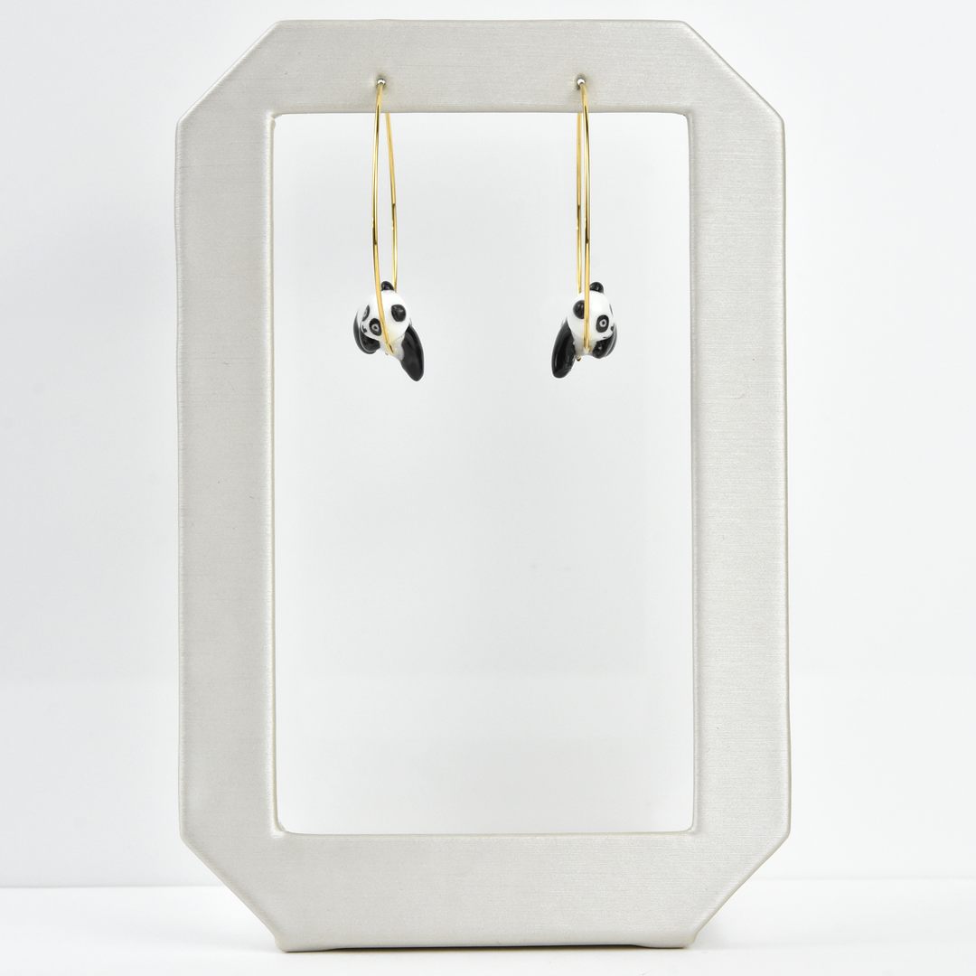 Lounging Panda Hoop Earrings - Goldmakers Fine Jewelry
