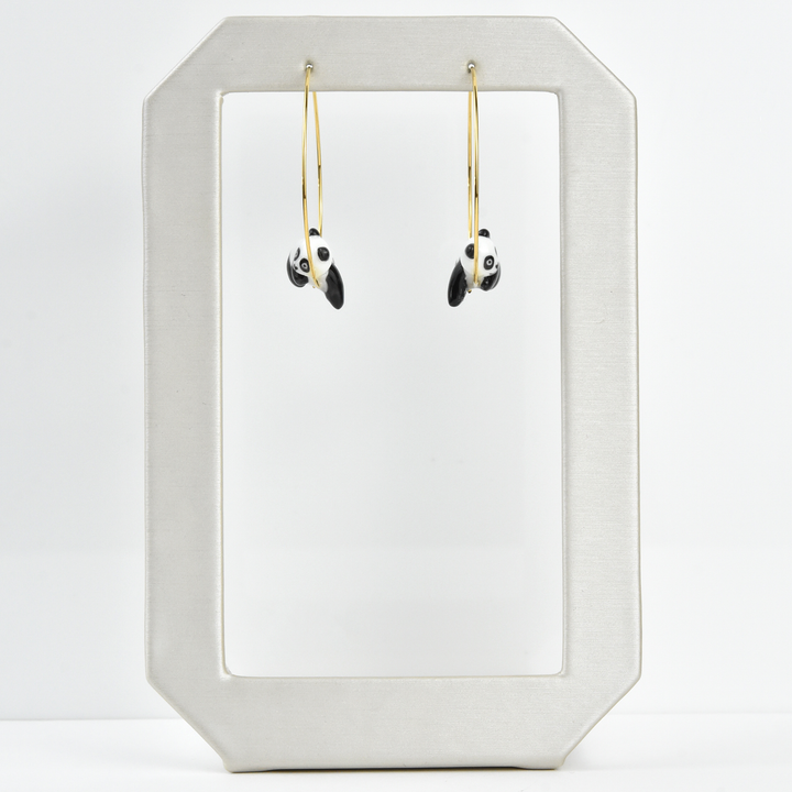 Lounging Panda Hoop Earrings - Goldmakers Fine Jewelry