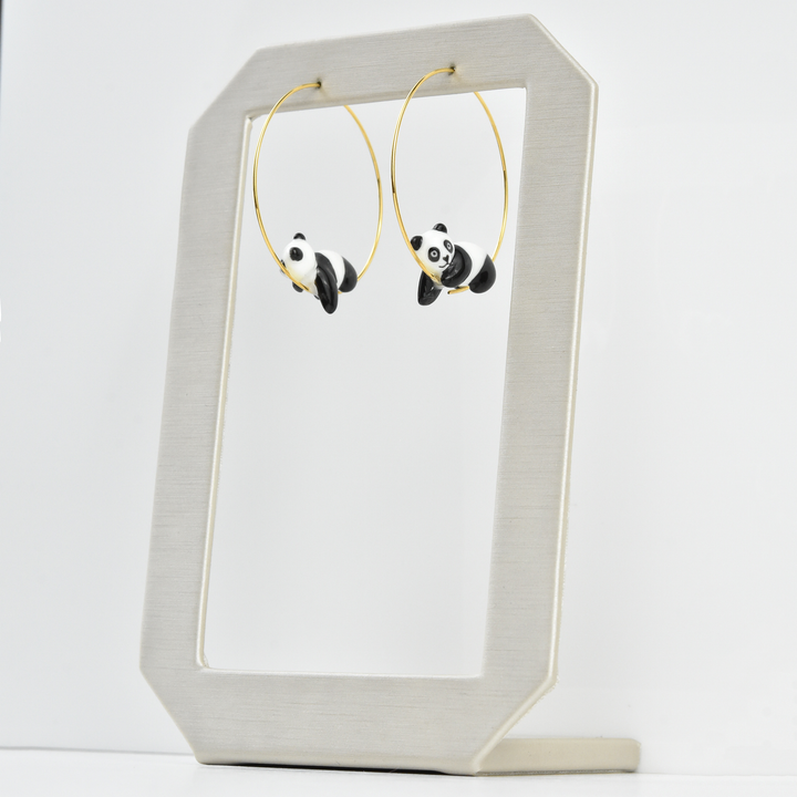 Lounging Panda Hoop Earrings - Goldmakers Fine Jewelry