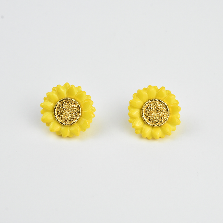 Oversized Ceramic Sunflower Posts - Goldmakers Fine Jewelry
