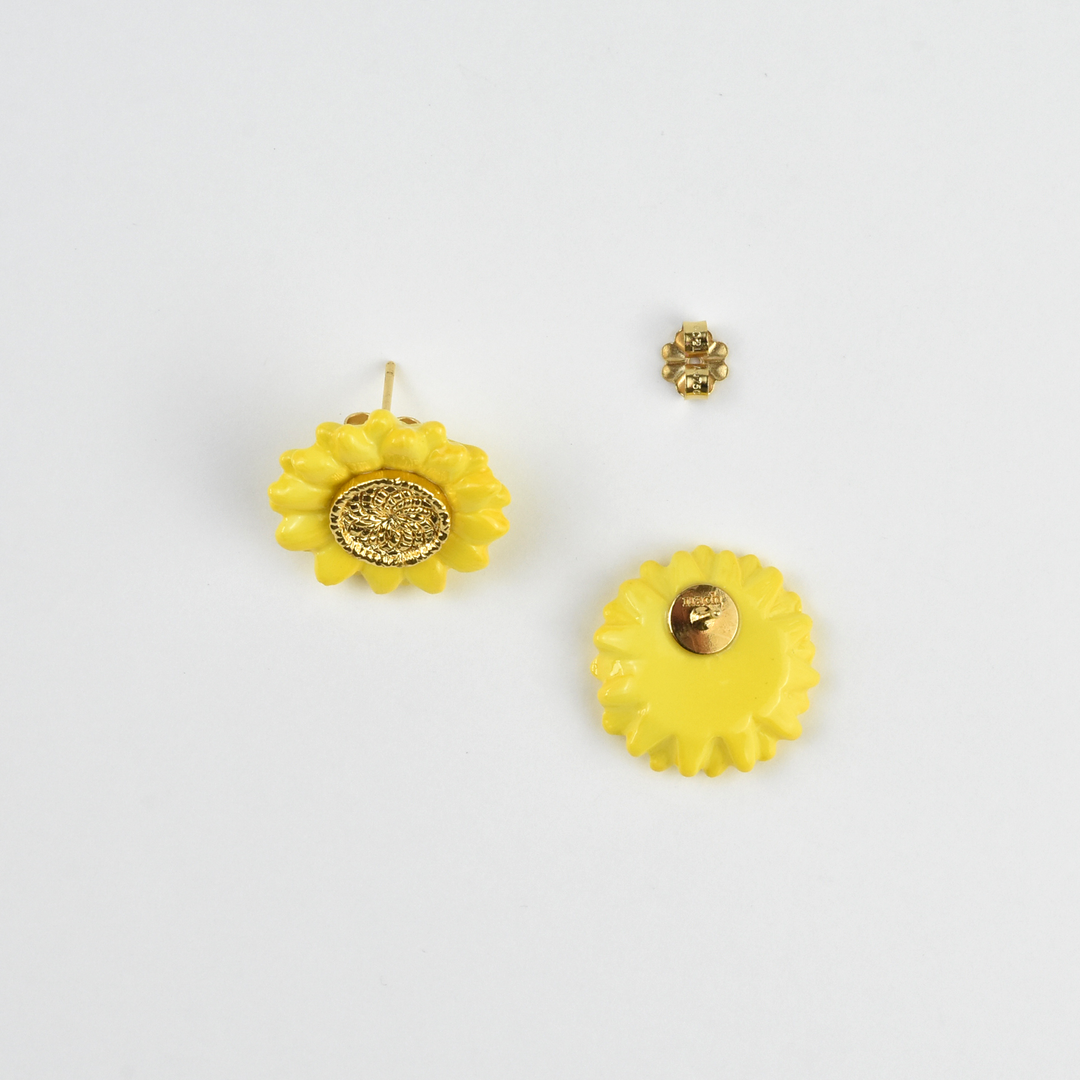 Oversized Ceramic Sunflower Posts - Goldmakers Fine Jewelry