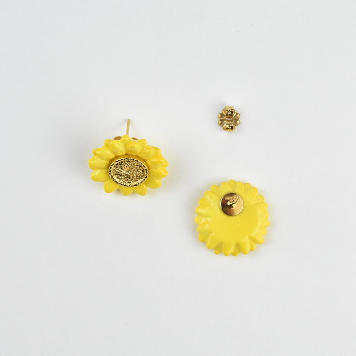 Oversized Ceramic Sunflower Posts - Goldmakers Fine Jewelry