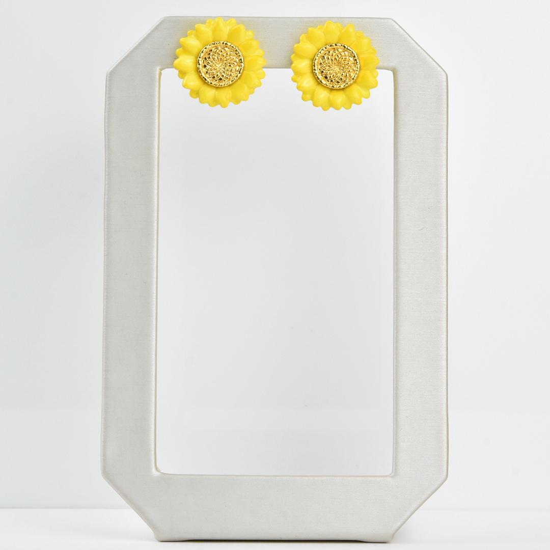 Oversized Ceramic Sunflower Posts - Goldmakers Fine Jewelry