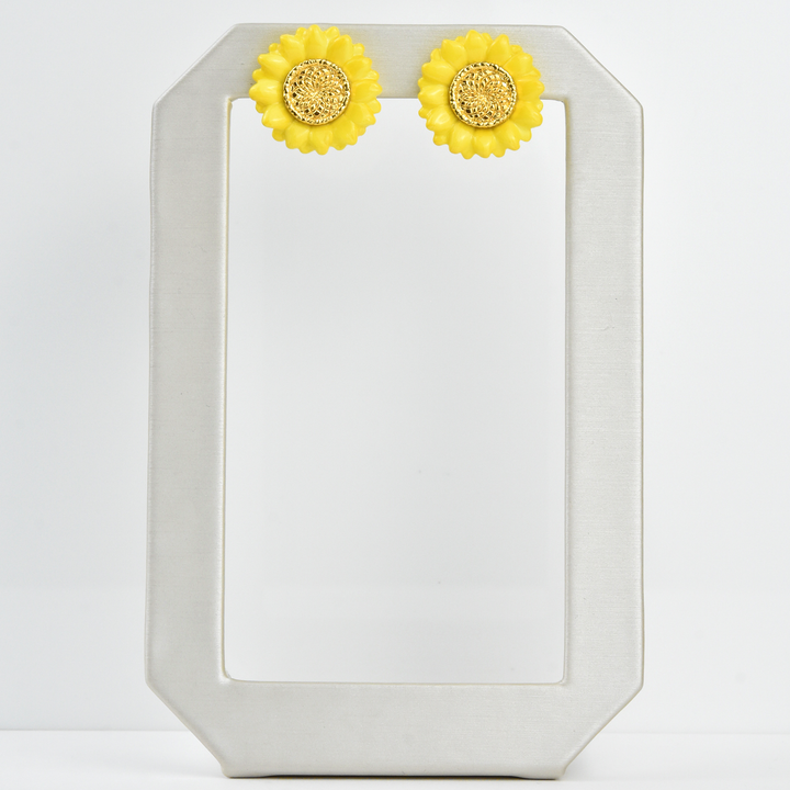 Oversized Ceramic Sunflower Posts - Goldmakers Fine Jewelry