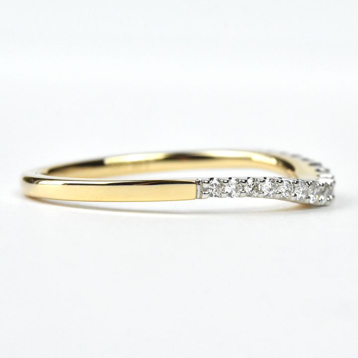 Classic Curved Diamond Band #1 in Yellow Gold - Goldmakers Fine Jewelry