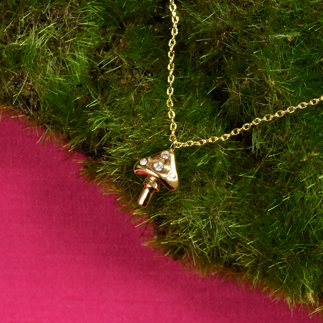 Mushroom Pendant with Crystals - Goldmakers Fine Jewelry