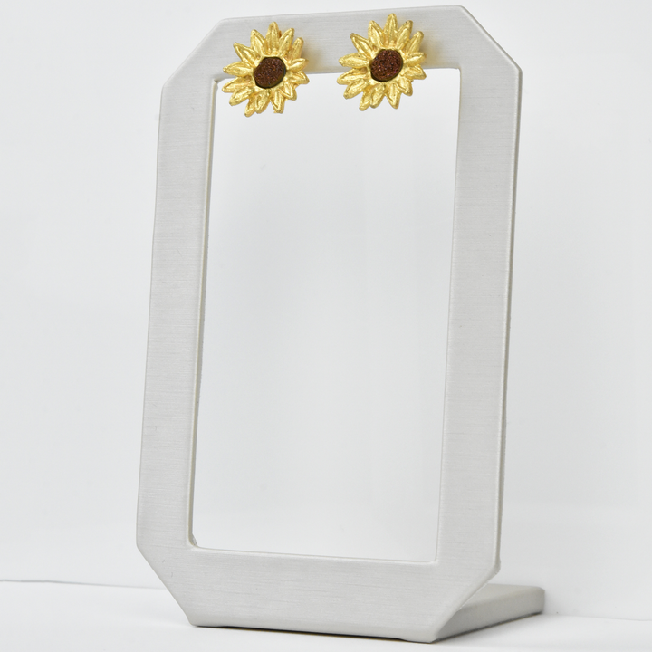 Sunflower Druzy Post Earrings - Goldmakers Fine Jewelry