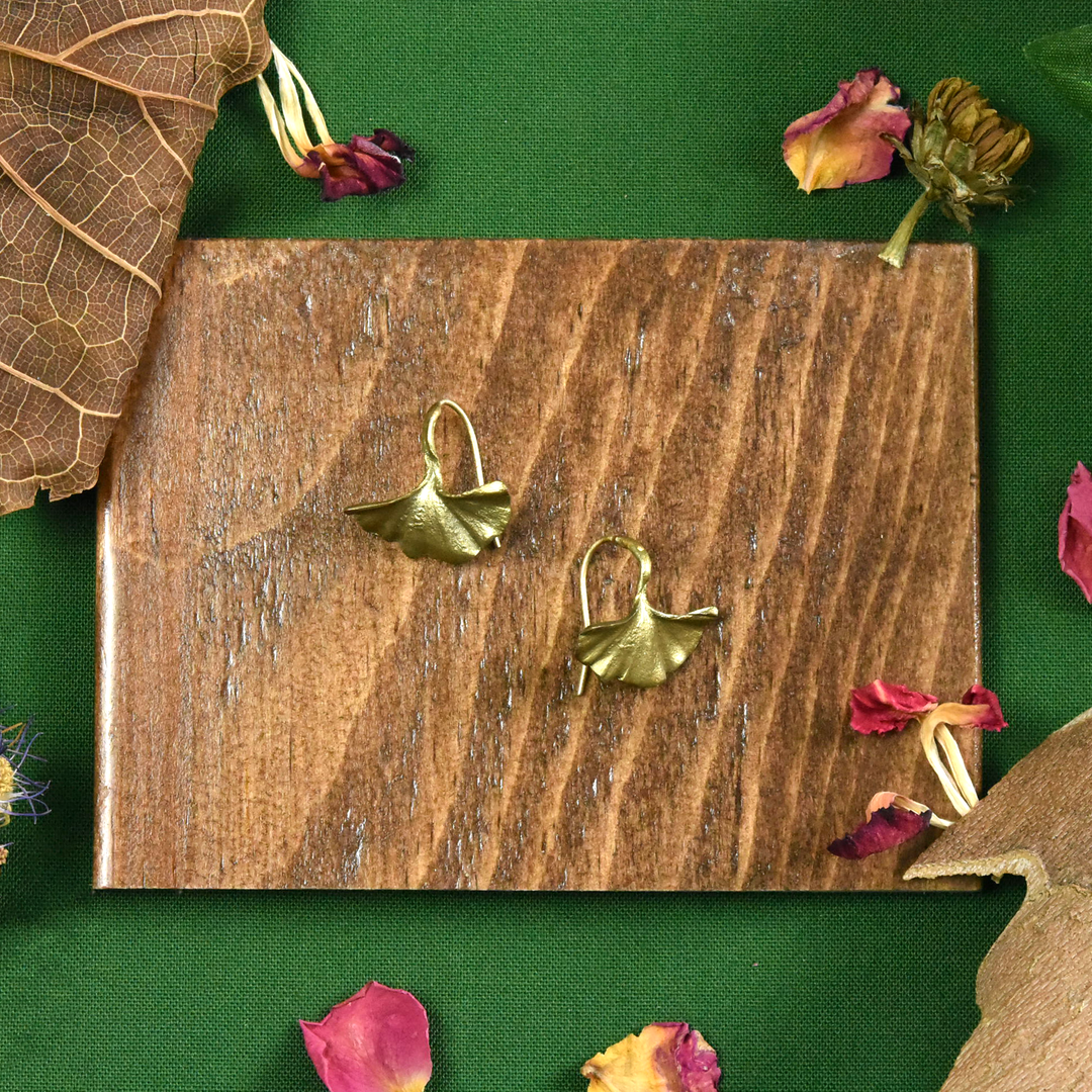 Small Ginkgo Earrings - Goldmakers Fine Jewelry