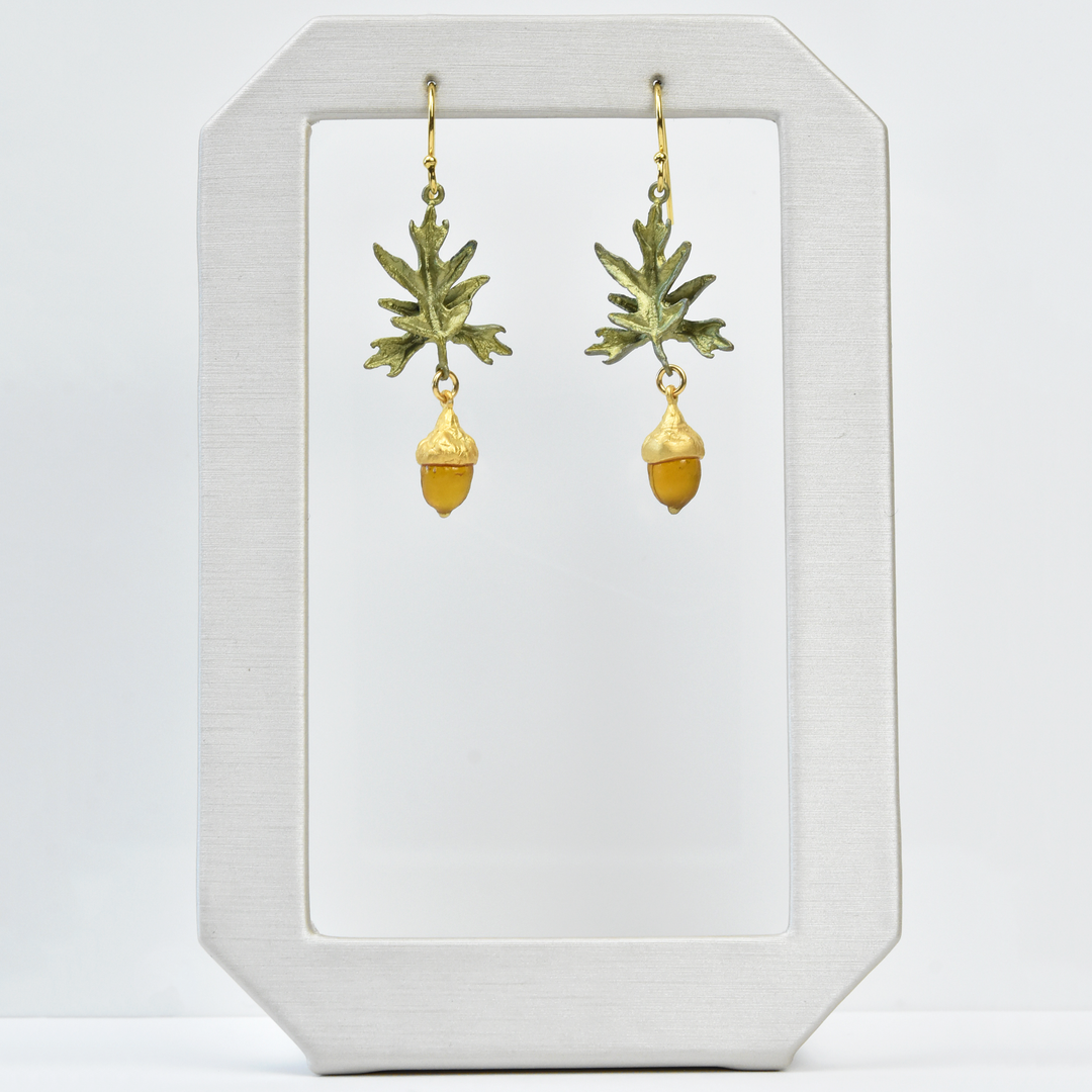 Cast Glass Acorn Earrings - Goldmakers Fine Jewelry