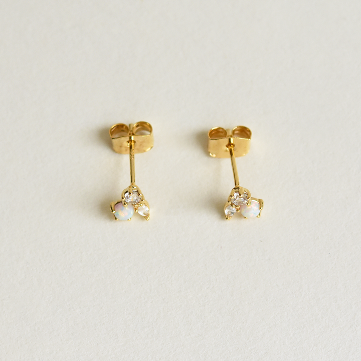 Petite Jardin Opal & CZ studs - Goldmakers Fine Jewelry