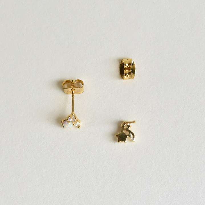 Petite Jardin Opal & CZ studs - Goldmakers Fine Jewelry