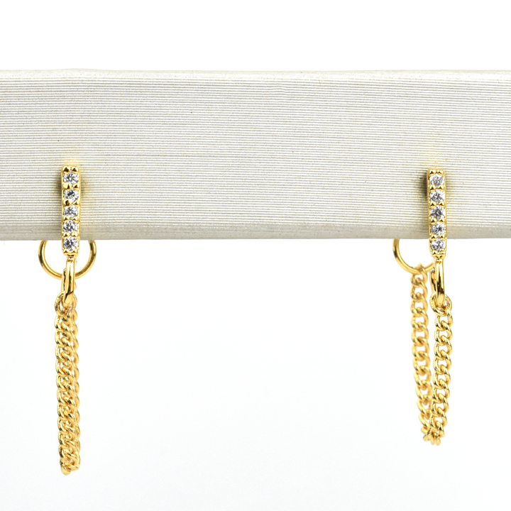 Piper Bar Chain Earrings - Goldmakers Fine Jewelry