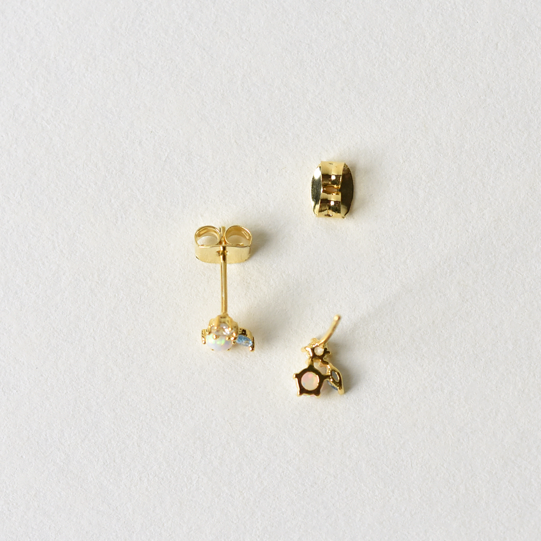 Petite Jardin Opal & Turquoise CZ Studs - Goldmakers Fine Jewelry