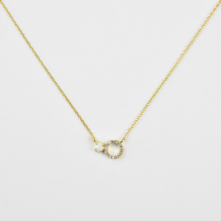 Petite Opal Halo Necklace - Goldmakers Fine Jewelry