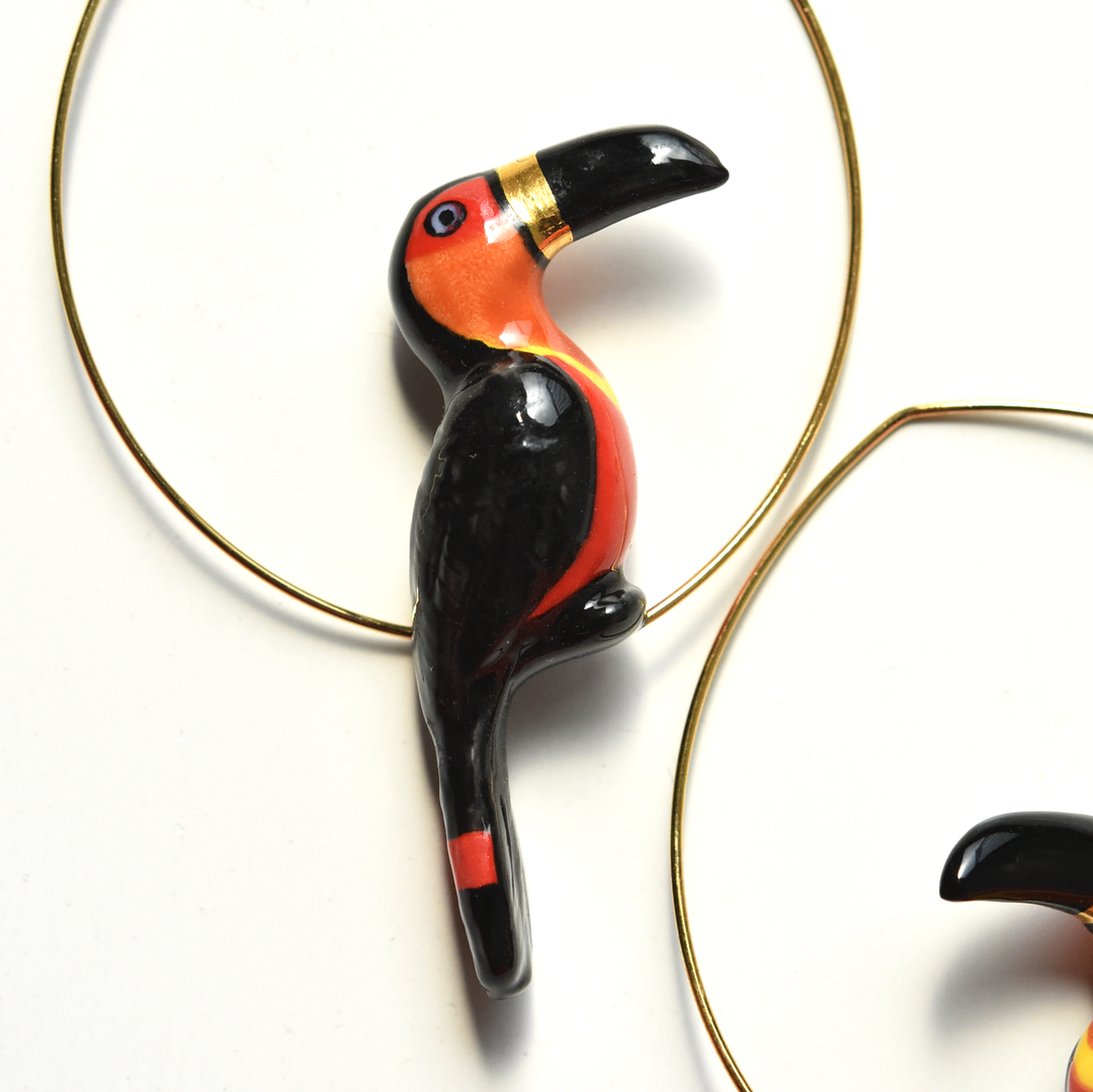 Black and Gold Toucan Hoops - Goldmakers Fine Jewelry