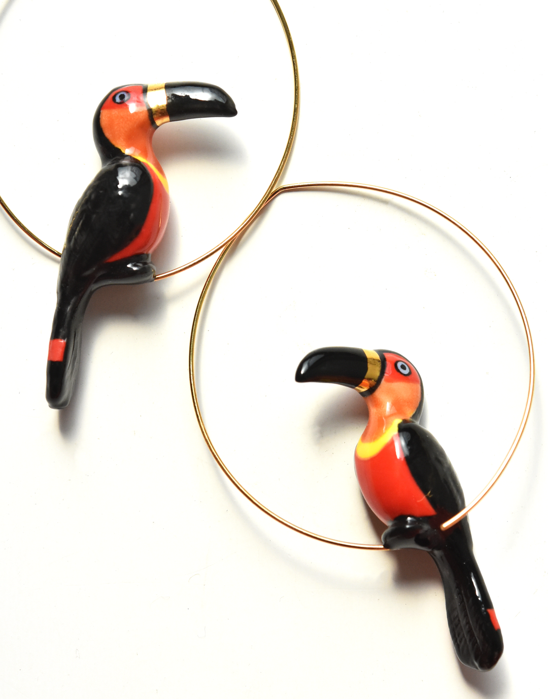 Black and Gold Toucan Hoops - Goldmakers Fine Jewelry