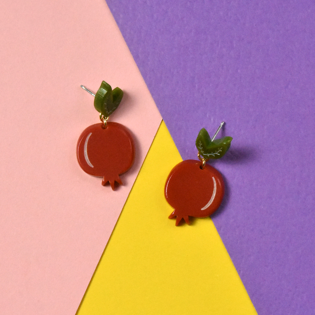 Small Pomegranate Earrings - Goldmakers Fine Jewelry