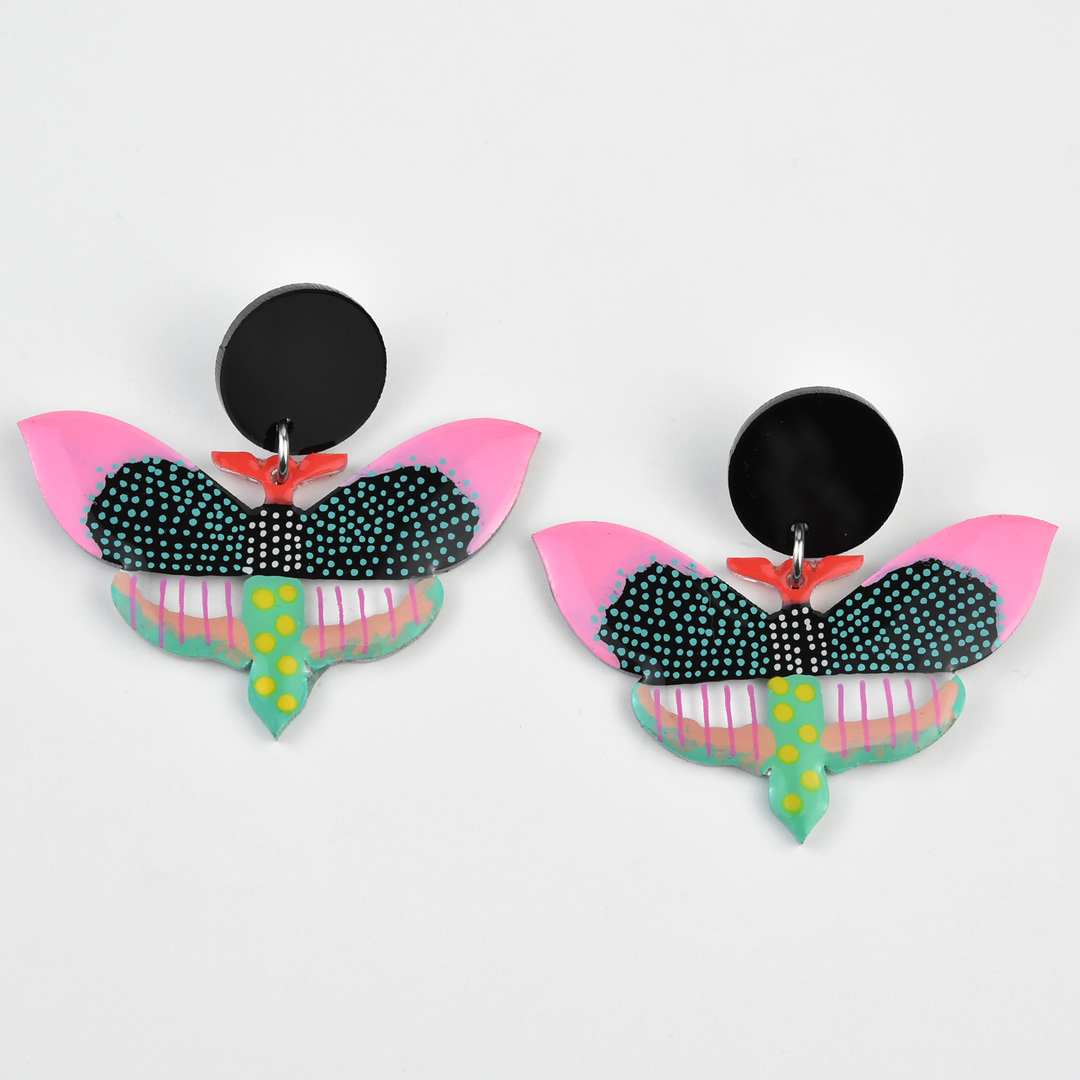 Pastel and Black Butterfly Earrings - Goldmakers Fine Jewelry