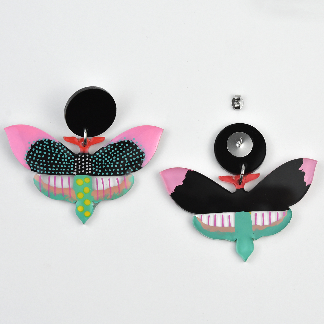 Pastel and Black Butterfly Earrings - Goldmakers Fine Jewelry