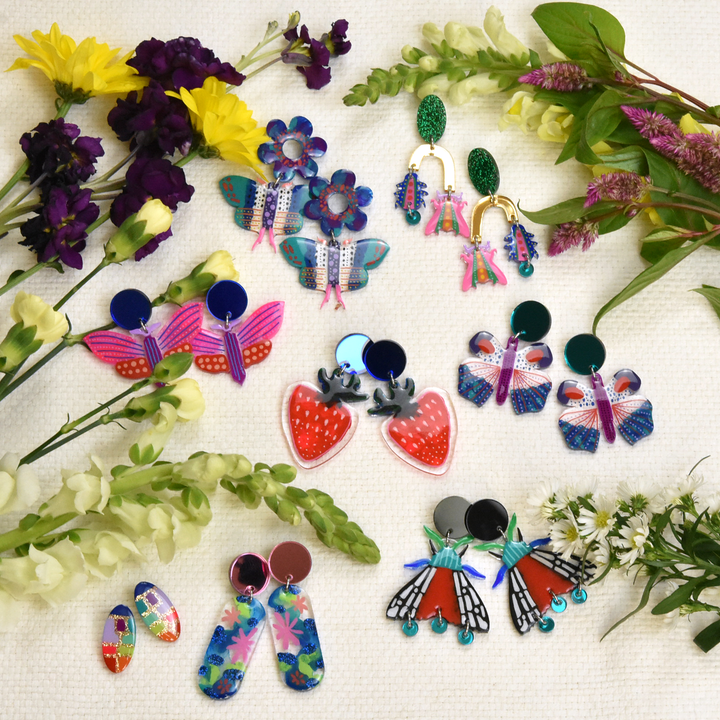 Rainbow Abstract Art Glitter Studs - Goldmakers Fine Jewelry